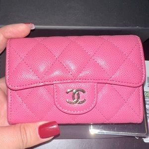 SOLD! Chanel Flap Card Holder Pink